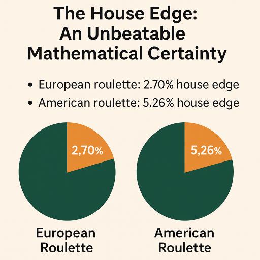 Pie charts showing European 2.70% and American 5.26% house edges.