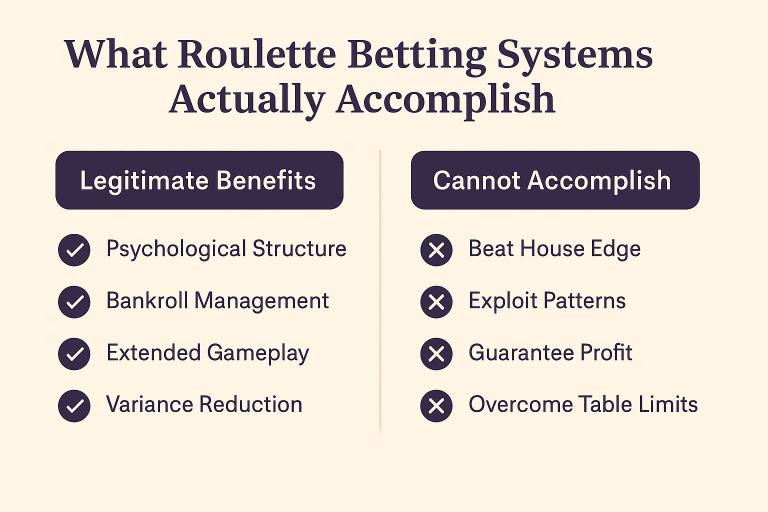 Checklist comparing real benefits vs what systems cannot do.