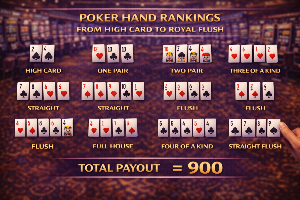 Poker Hand Rankings – From High Card to Royal Flush