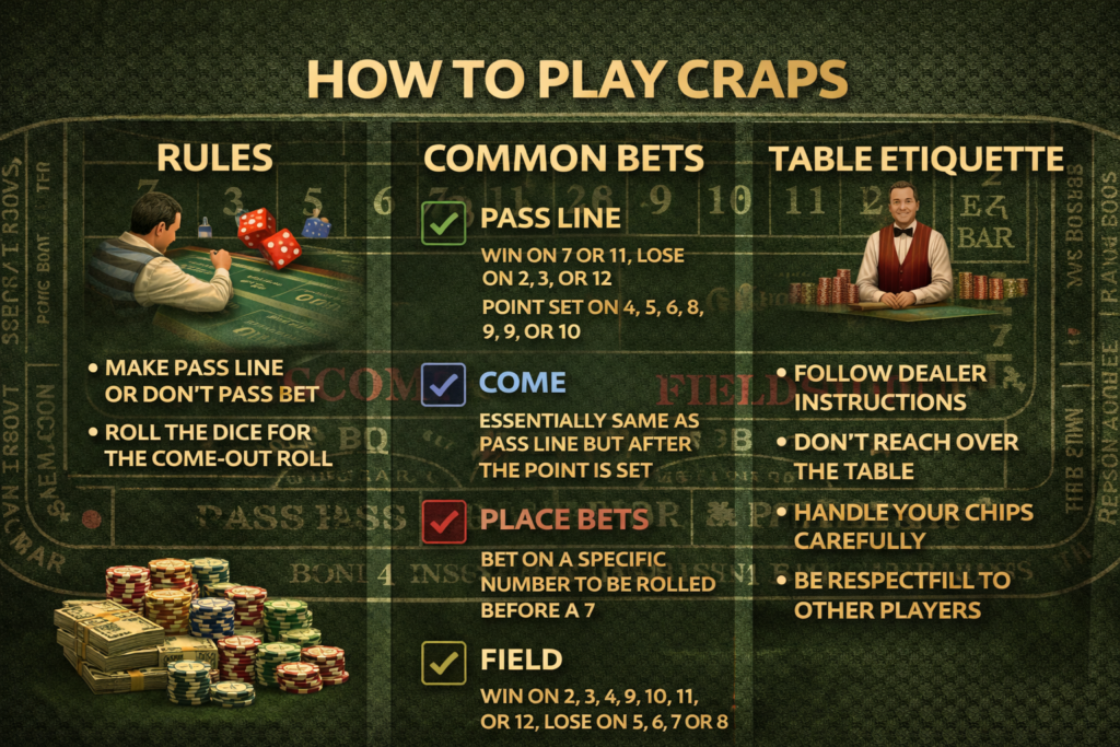 How to Play Craps: Complete Guide to Rules, Bets, and Table Etiquette
