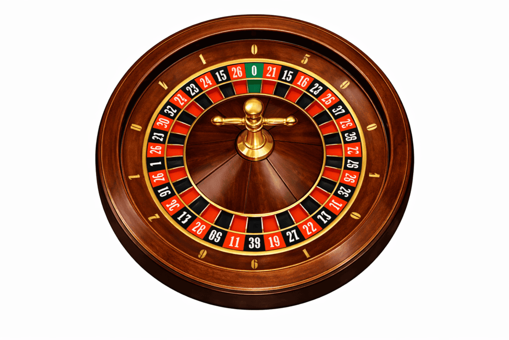 European roulette wheel showing 37 pockets with numbers 1-36 and single zero in green