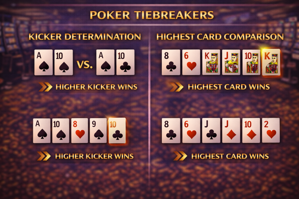Tiebreaker rules visualization for hands of identical rank