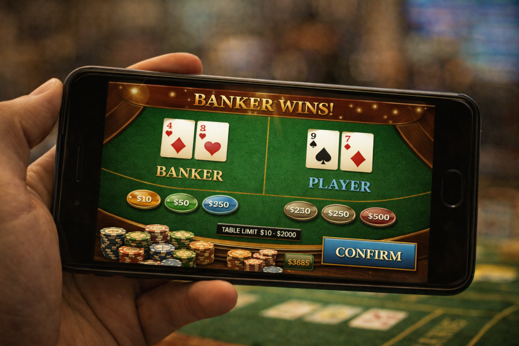 “Modern online baccarat game on smartphone” 